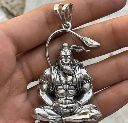 Hanuman Silver Locket With  Silver Chain